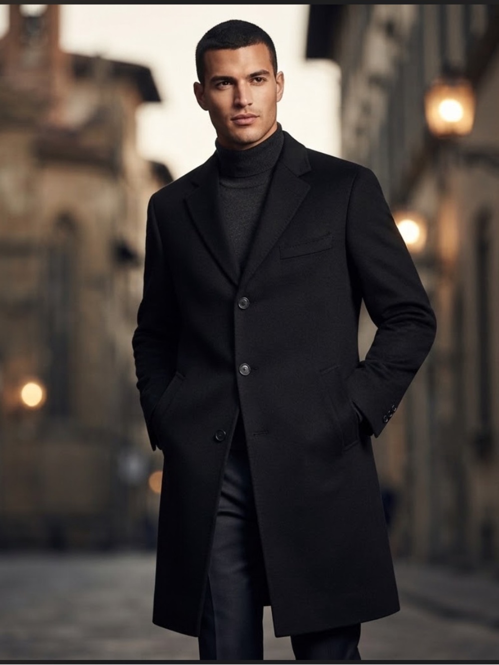 Michael Michael Kors Men's Black Wool Blend Overcoat Trench Jacket Size 44L